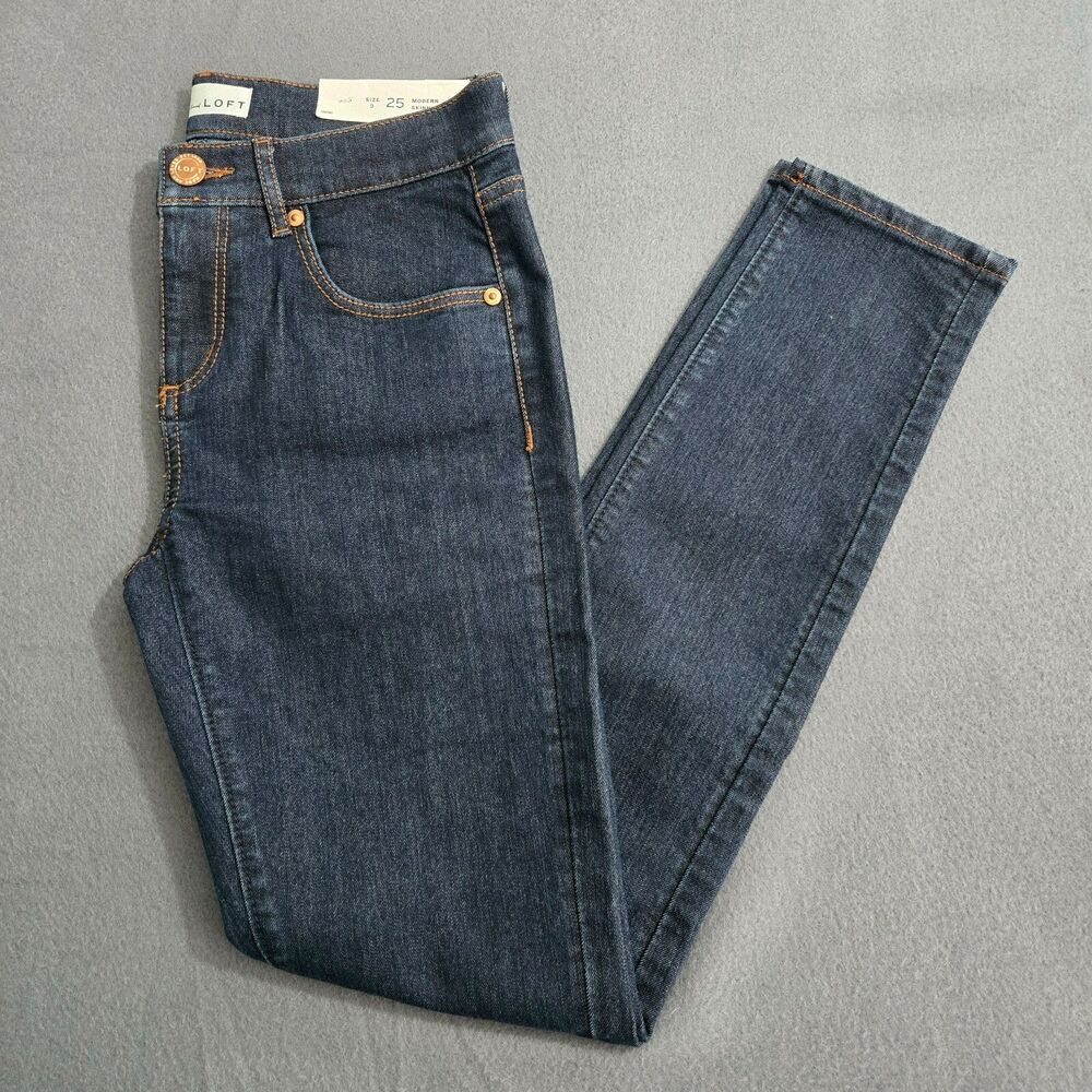 LOFT Women 0/25 Dark Wash Low Rise Modern Skinny Jeans NWT
